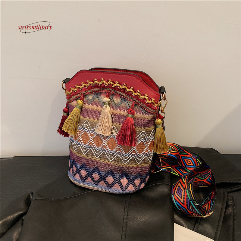 2024 New Ethnic Style Trendy Casual Fashion Bohemian Single Shoulder Bucket Crossbody Bag Handbags #12 swissmilitary