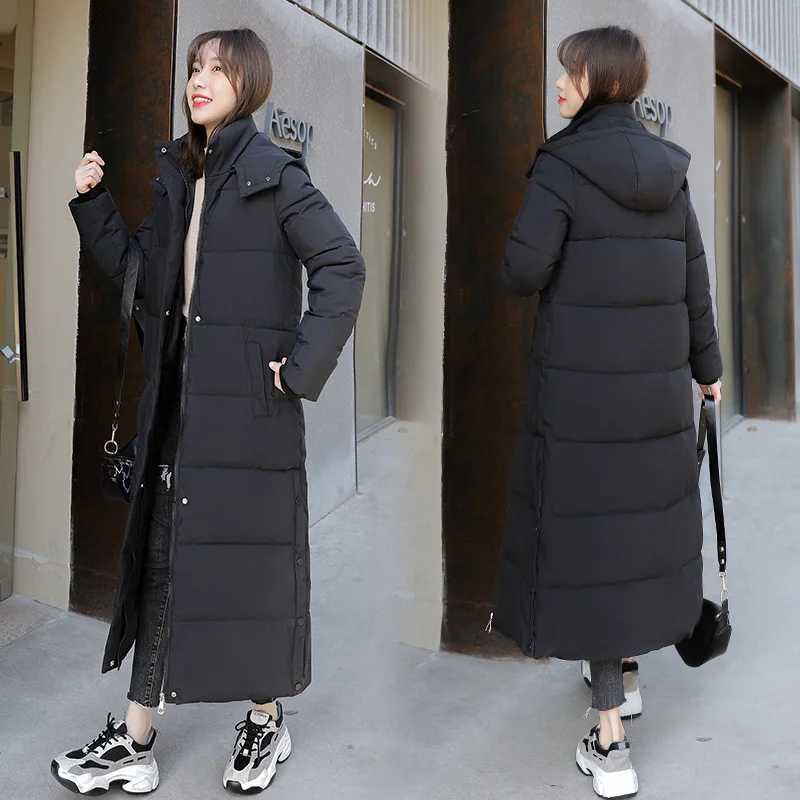 Womens Down Padded Jacket 2021 New Thick Korean version Parka Extra long Jackets Solid Winter Jacket Women Coats Female OutwearX241019