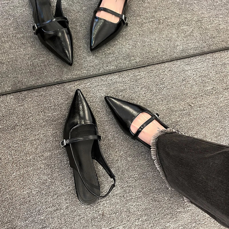 n Women Veet Moccasins Fashion Pointed Toe Loafers Ladies 2024 Spring Black Ballet Flat Shoe Sandals 241019