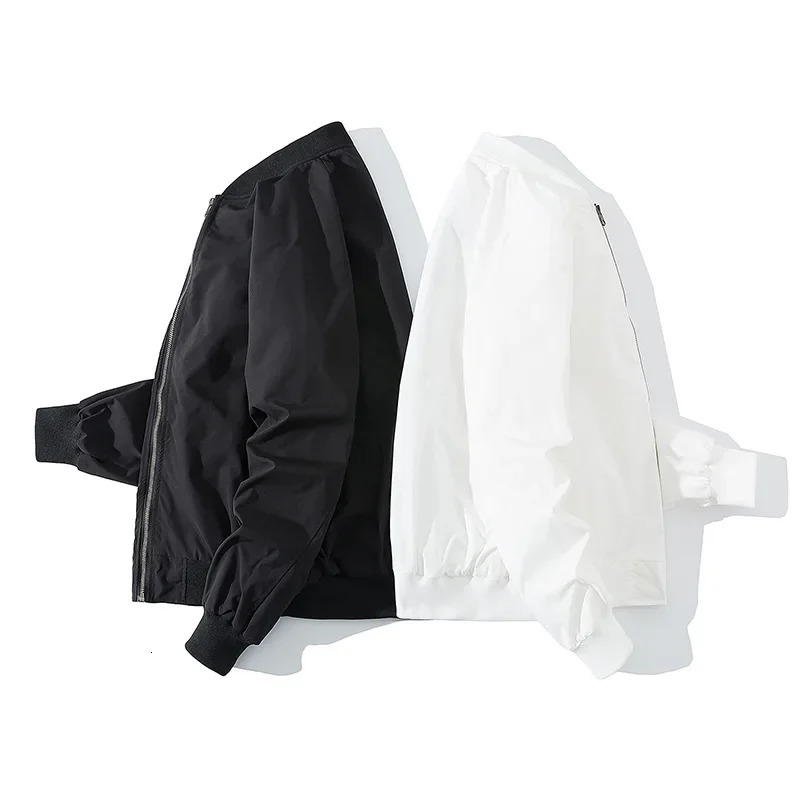 Classic white bomber jacket womens spring fashion 95kg oversized Chaquetas baseball casual loose zipper underwear Z187 241019