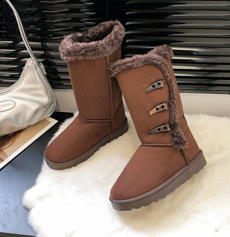 Women's Fashion Boots: Fleece-ed, Versatile Winter Footwear in Black, Yellow, and Coffee | Free Shipping 67fe