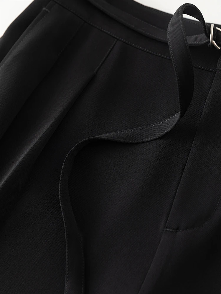 FSLE n Sense Casual Style Wideleg Pants for Women Summer ly Simple Loose Straightleg Long with Belt Female 241019