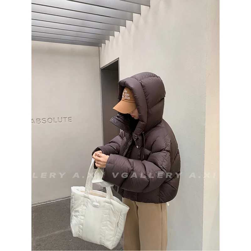 Women Jacket Short Hooded Down Jacket 2024 Winter Coat Korean Fashion Thick Warm Parkas Loose White Duck Pink OutwearX241019