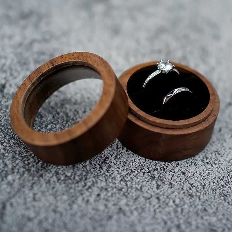 New wooden ring box jewelry display lover ring holder suggested engagement wedding organizer golden wedding anniversary gift W241019