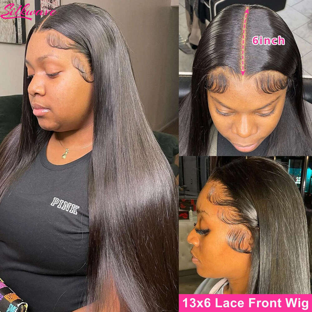 Inch Bone Density Straight Lace Front Wigs Pre Plucked Brazilian Transparent x HD Frontal Human Hair For Women al