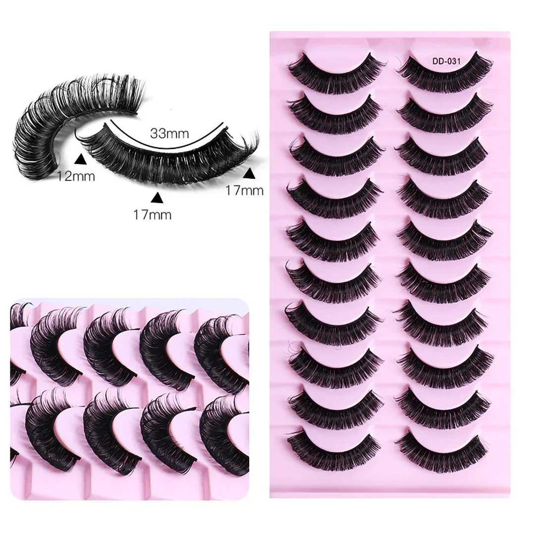 10 pairs Lashes Eyelashes Fake Eyelashes Russian Strip Lashes False Eyelashes Biche Eyes Extension LashesXJ241019