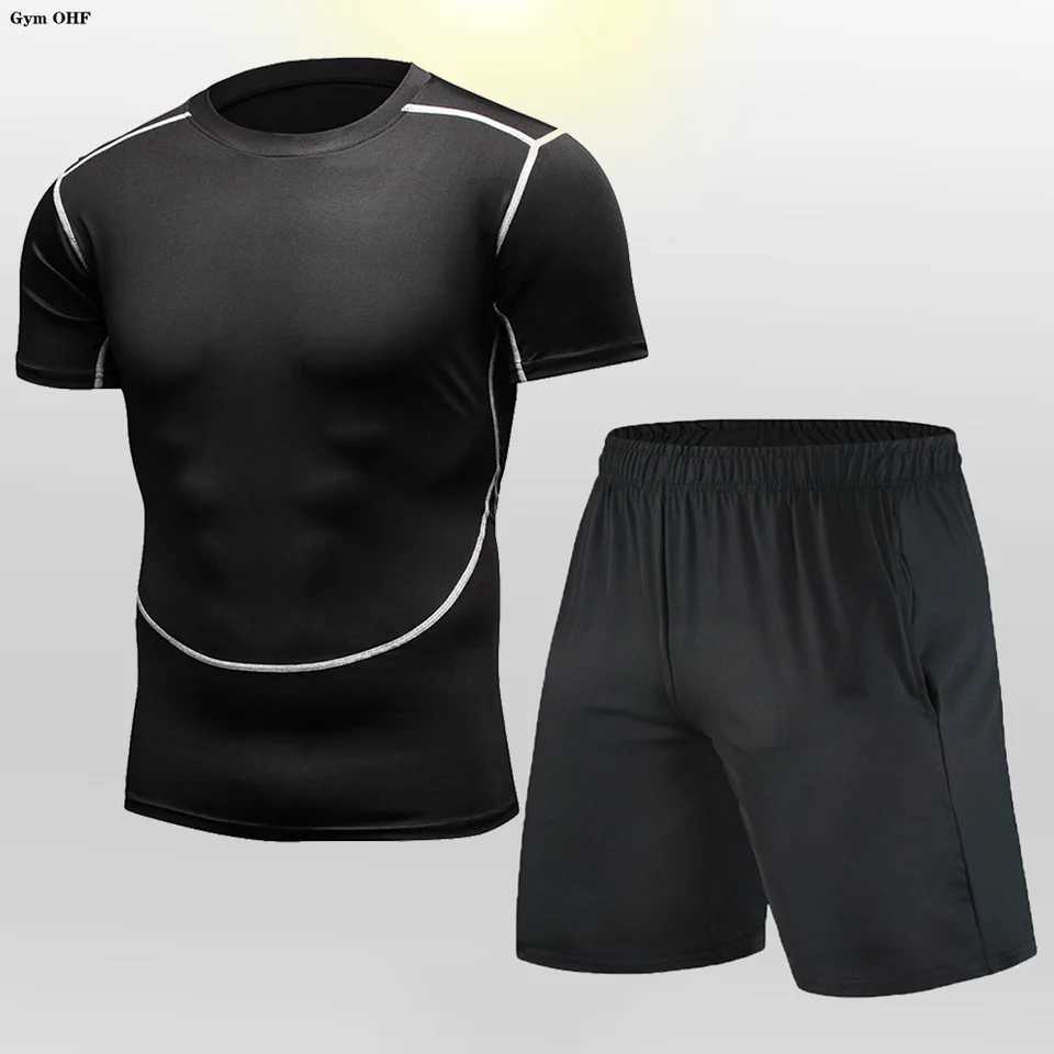 Mens sportswear set solid color series sports quick drying sweatshirt absorbs milk silk gym running boxing MMA training W241018