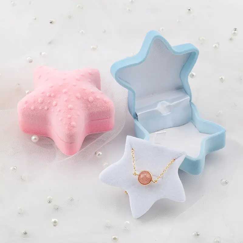 1 Cute Starfish Velvet Jewelry Box Wedding Engagement Ring Box Display Gift Box Bracket Earrings Necklace Bracelet W241019