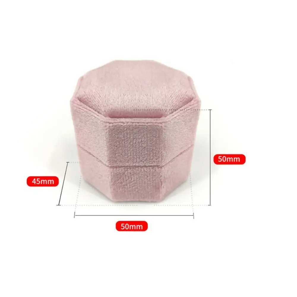 Octagonal Velvet Ring Display Box Three Slot Ring Storage Rack Ring Box with Removable Cover Used for Proposed Engagement Weddings W241019