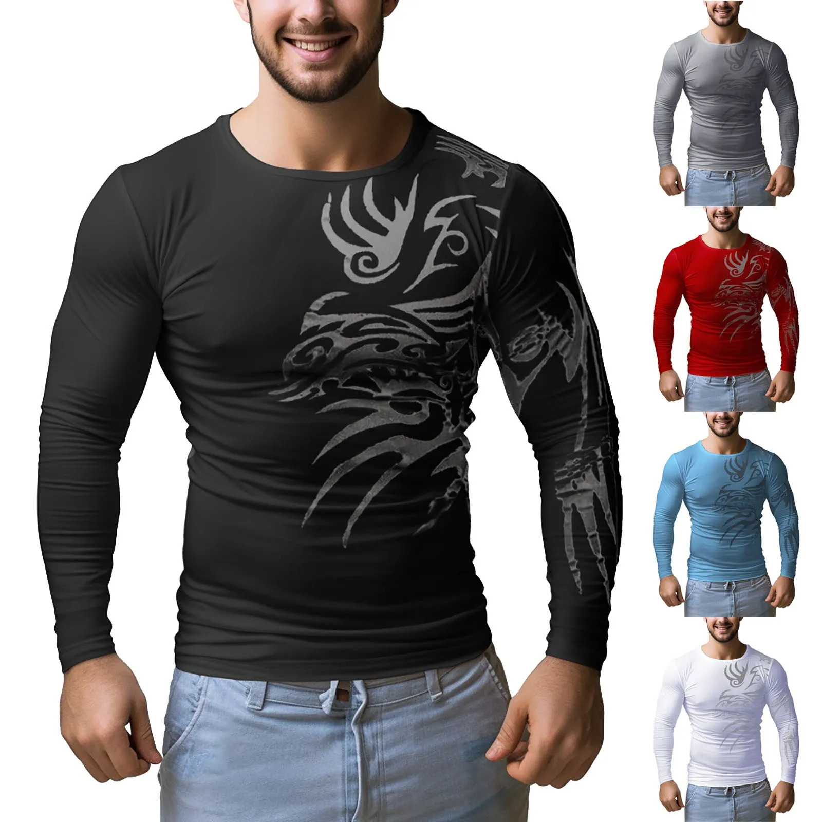 Mens single arm long sleeved T-shirt bottom layer sports tight compression gym running top 241018