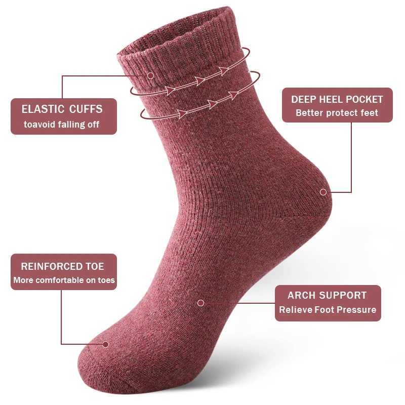 6 Pairs Wool Winter Socks Super Thicker Solid Sock Male Mens Socks Merino Plush Womens Soft Middle Tube Home Thermal SocksXJ241019