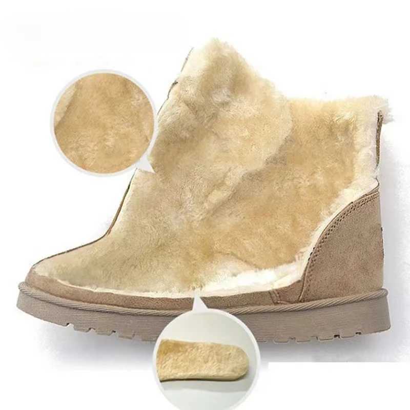 Womens winter snow boots warm flat plus size platform lace womens shoes new wool suede ankle boots 36-42 Y241019