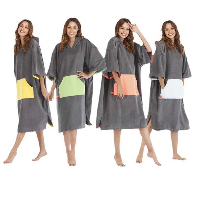 2024 Beach vacations swimming traveling and surfing poncho for adult teenager children easy to take on bathrobeXJ241018