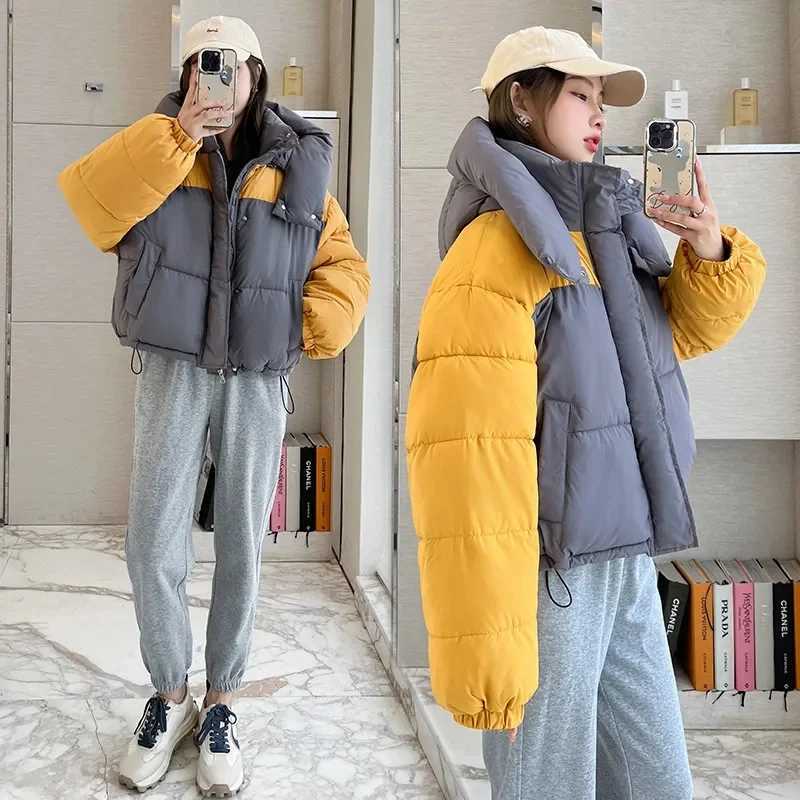 Snow Wear Winter Down Cotton Jacket 2024 New Women Parka Puffer Jacket Long Sleeve Hooded Coat Thickened Warm Coat Womens ClothX241019