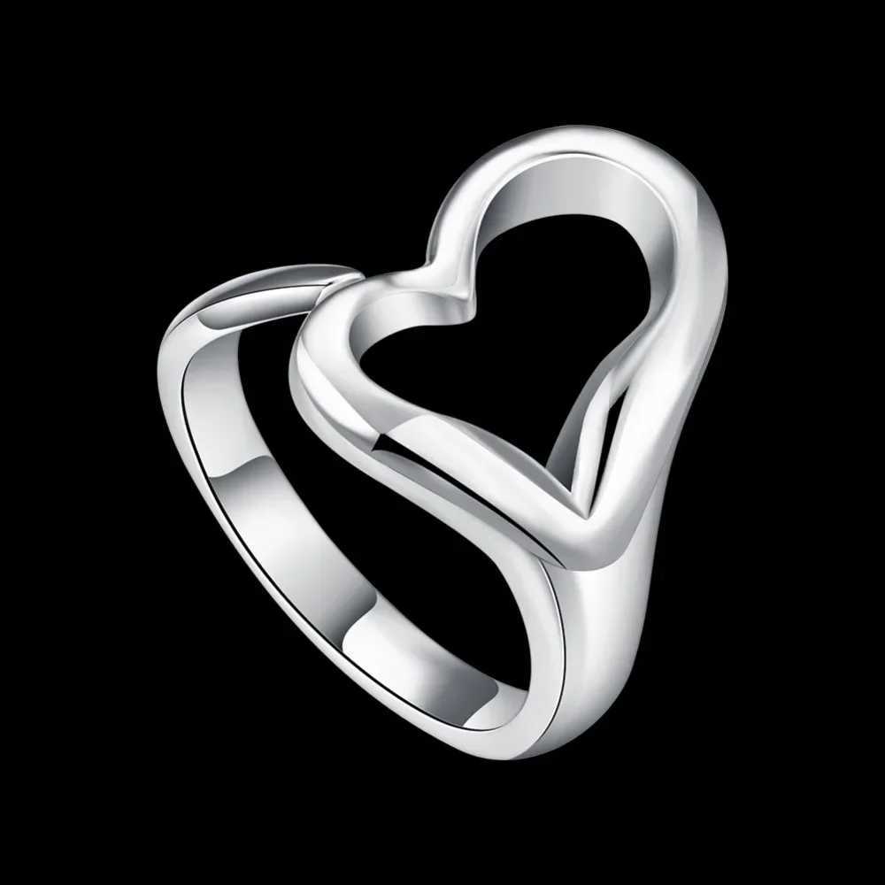 New Fashion 925 sterling silver Exquisite open heart-shaped adjustable ring suitable for womens weddings engagements jewelry party gifts Y241019