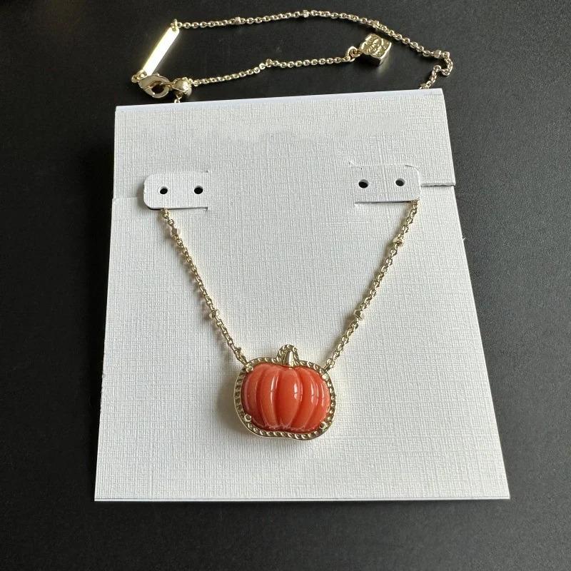 fashion Halloween orange pumpkin pendant necklace with border necklace womens jewelry accessories gift 241018