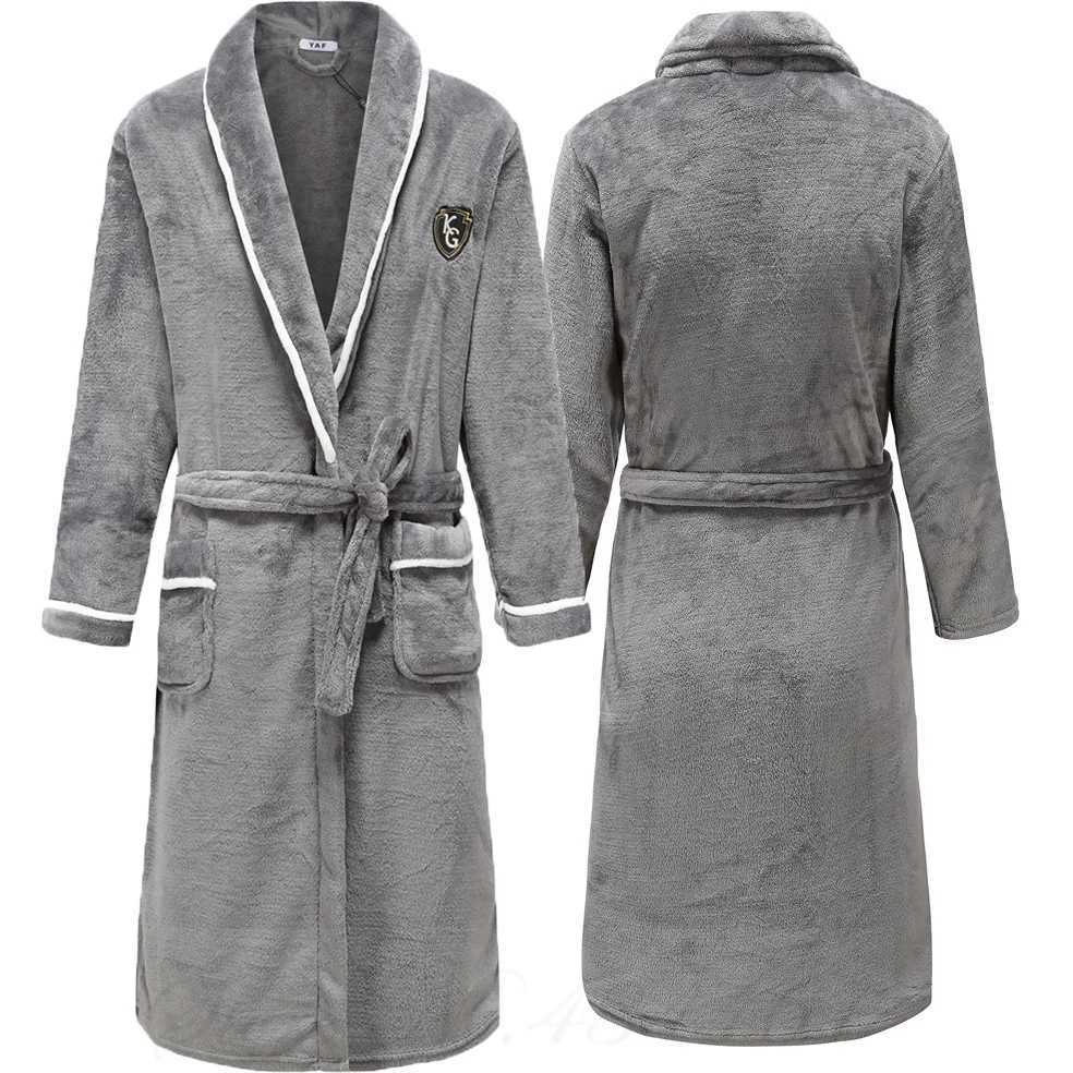 PLUS SIZE Flannel Men Robe Sleepwear Thicken Warm Coral Fleece Nightwear Lingerie Lounge Wear Loose Home Clothes Bathrobe GownXJ241018