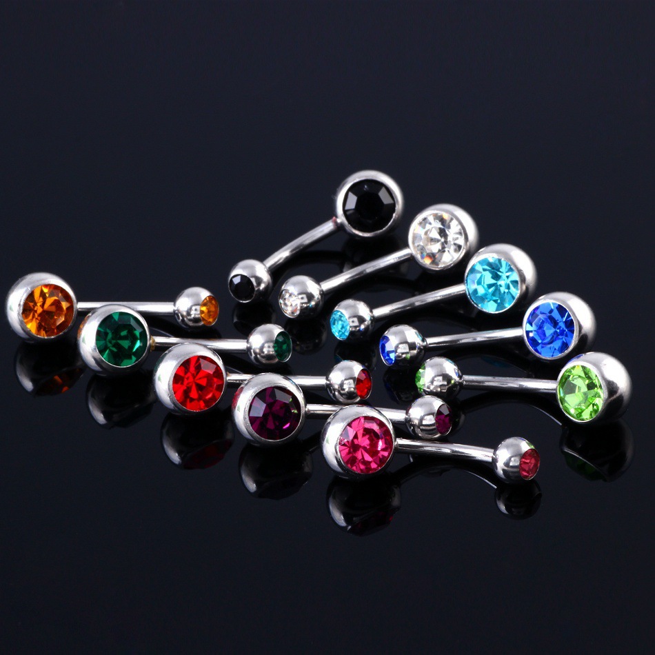 316L Titanium Steel Belly Button Rings Austrian Crystal Navel Rings Belly Piercing Belly Bars Button Belly Rings Piercing Set Piercing Body Jewelry Wh