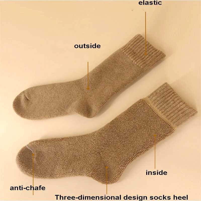 High Quality Cashmere Socks Long Winter Thicken Wool Thermal Socks for Men Women Solid Color Mid Calf Warm Sock Hosiery Man GiftXJ241019