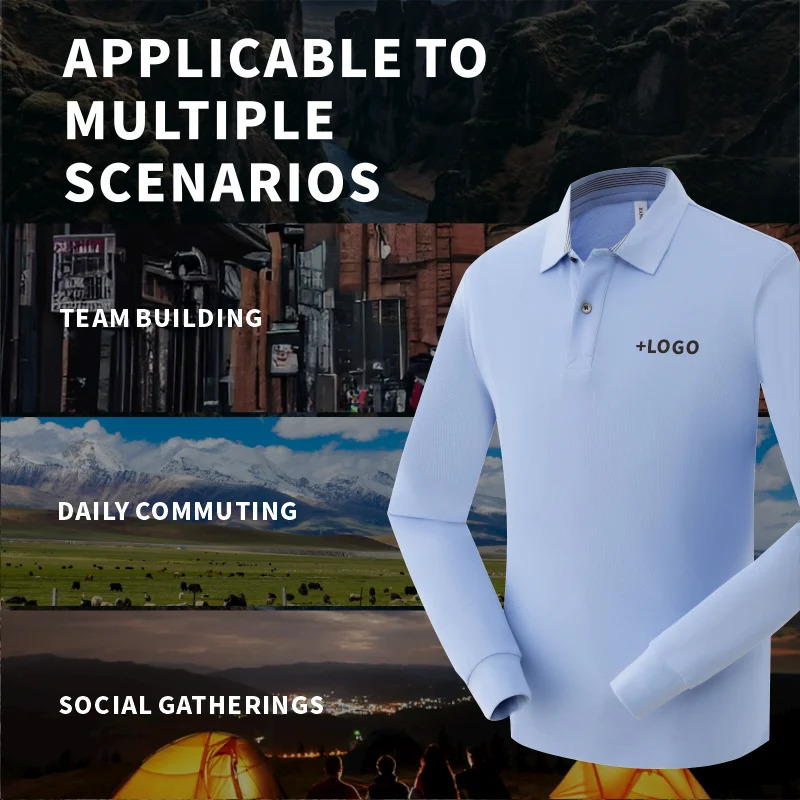 POLO customization free printing long sleeved picture T-shirt cultural shirt enterprise mens and womens work clothes 241018