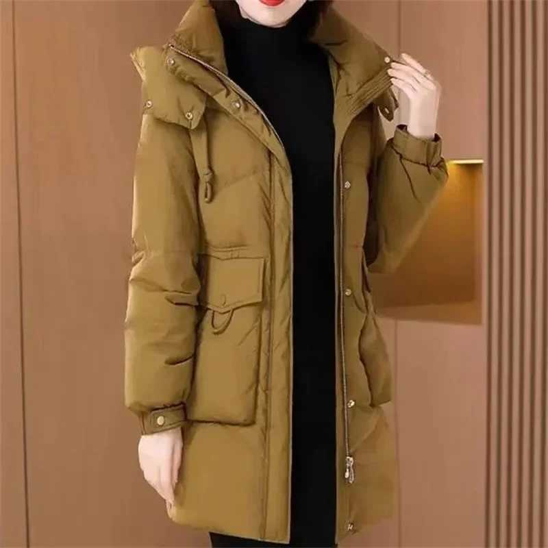 Warm Cotton Padded Coat Fashion Outwear Mother Ladies Winter 2024 New Down Jacket Women Parkas Long Thick Parkas Hooded Top TideX241019