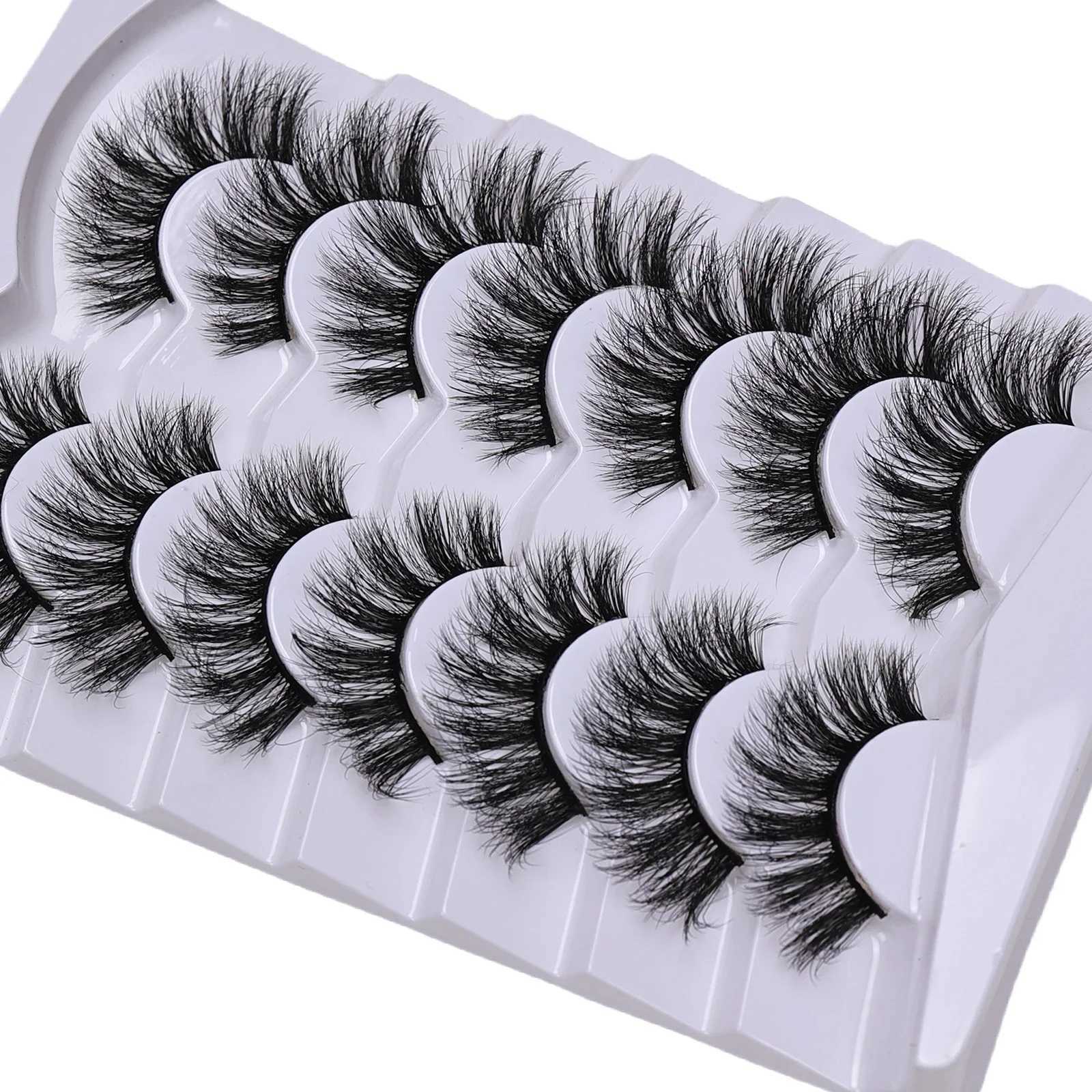 7 Pairs Messy False Eyelashes Fluffy Thick Lashes 3D Curl Dramatic Long Messy Fake Fluffy lashes extension MakeupXJ241019