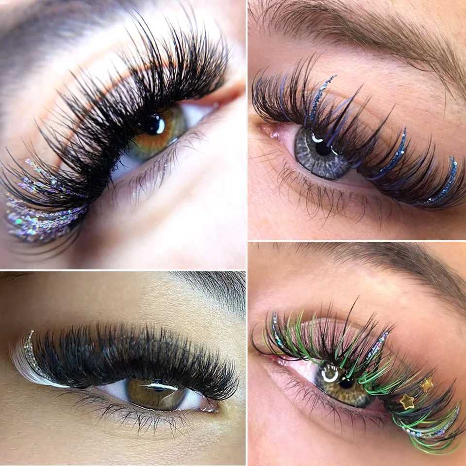NEW Mix Colors Glitter Eyelash Extension Fashion Shiny Colorful False Lashes Russian Volume Individual Lash For Makeup SuppliesXJ241019