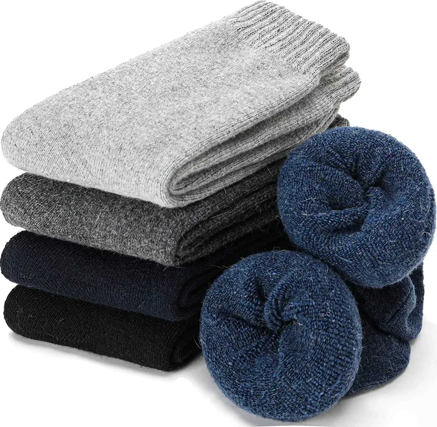 5Pairs Winter Warm Women Socks Wool Male Men Socks Super Thicker Solid Socks Merino Wool Socks Against Cold Snow Terry SocksXJ241019