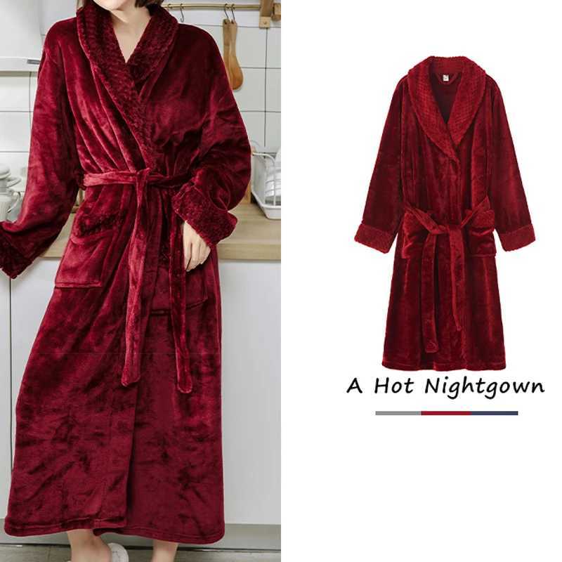 Mens Bathrobe Winter Plus Size Long Coral Fleece Kimono Warm Flannel Bath Robe Cozy Robes Night Sleepwear Women Dressing GownXJ241018