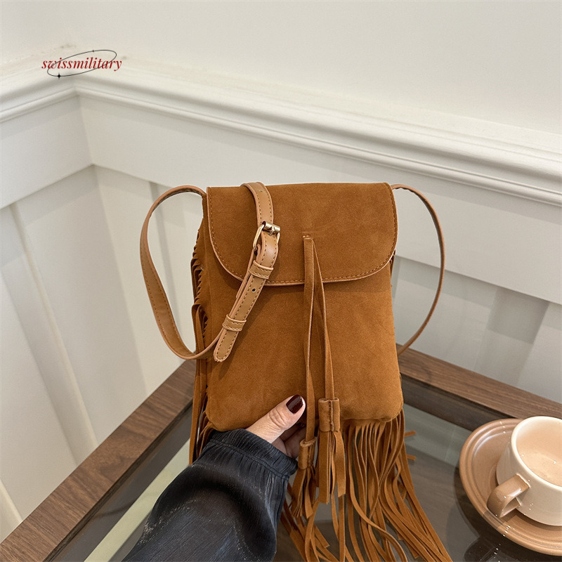 Bohemian chic Su women's 2024 autumn and winter new fashion shoulder crossbody frosted small bag #15 swissmilitary