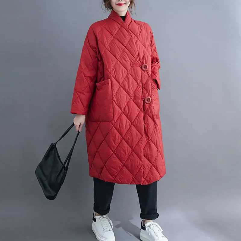 Plus Size 8XL 120kg Winter Women Long Jacket Warm Lady Lightweight Coat Oversized Puffer Parkas Wadded Down JacketsX241019