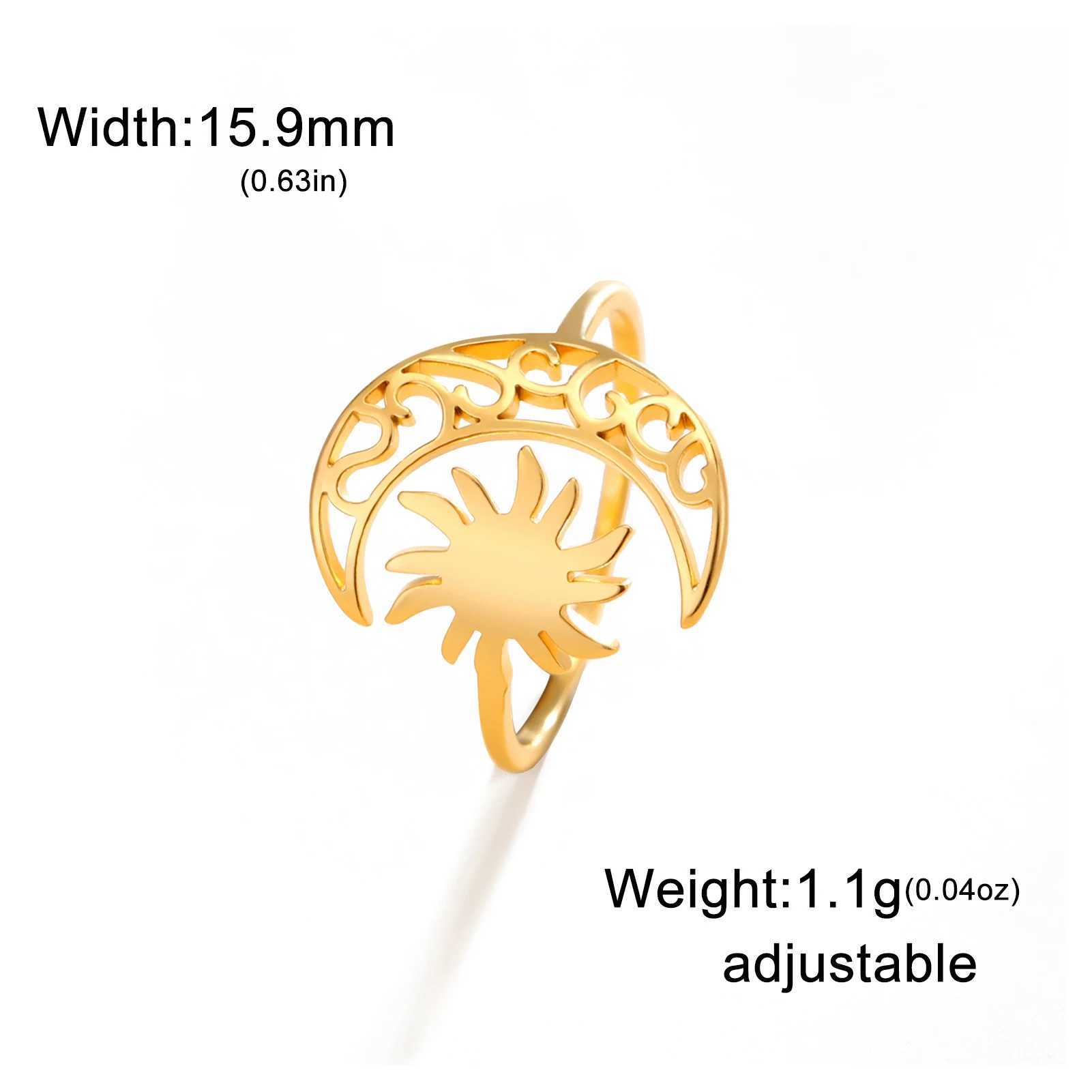 Skyrim Crescent Sun Ring Womens Stainless Steel Open Finger Ring Fashion Bohemian Jewelry Birthday Gift Wholesale Y241019