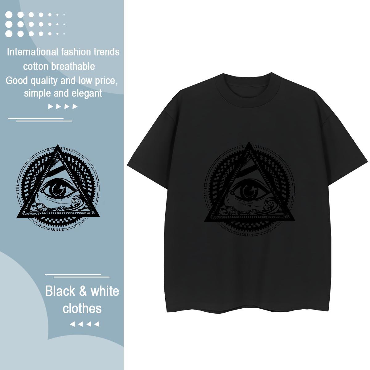 New Womens T Shirts 230g Cotton Crew Neck Breathable Casual Daily Wear eyes Women Tshirts Soft DIY Anime Printed Tee Shirt
