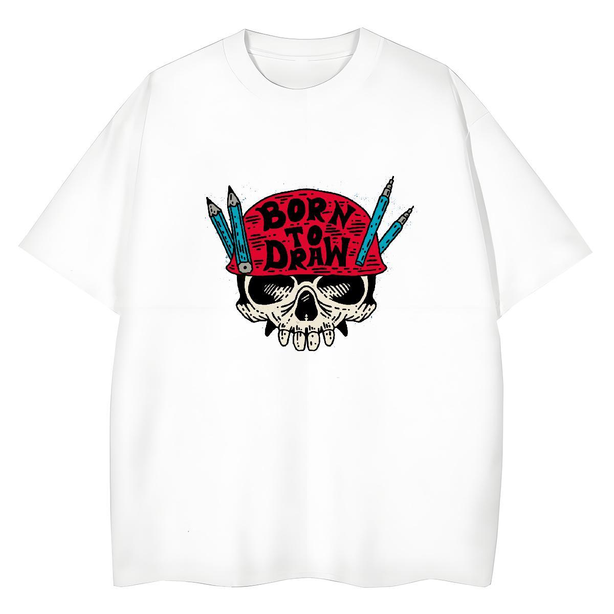 DIY Women T Shirts 230g 100% Cotton Short sleeve Soft Casual skull Couples T Shirts Lady Customized Top Tees