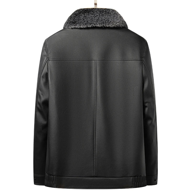 YN-2392 genuine leather down jacket mens winter ferret fur collar filled with 90% white duck down for warmth and high-end fashion 241018