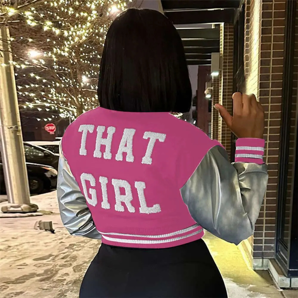 Fashionable womens embroidered patchwork slim fit personalized baseball jacket autumn/winter Y2k clothing jacket 241019