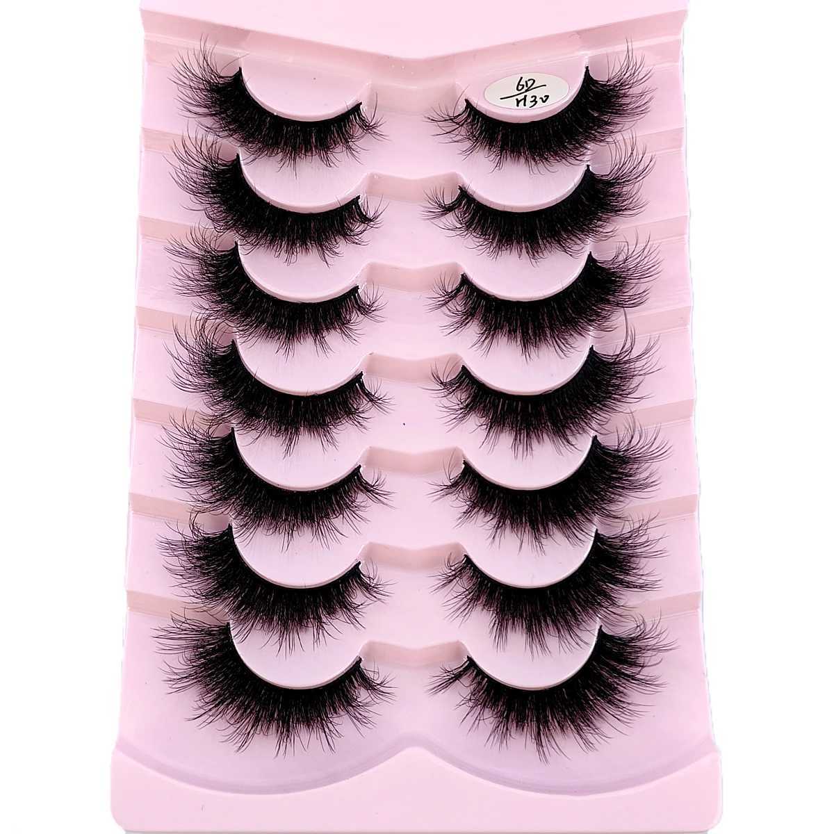 NEW 7Pairs Lashes manga Lashes 3D Faux Mink Lashes Natural Look Wispy Mink Eyelashes Fluffy Cat Eye Lashes Pack Fake EyelashesXJ241019