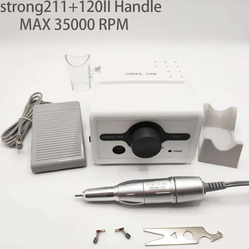 65W Strong Max 211 electric nail drill 45K Strong 102LN marathon handle professional nail polish sander equipment set 241007