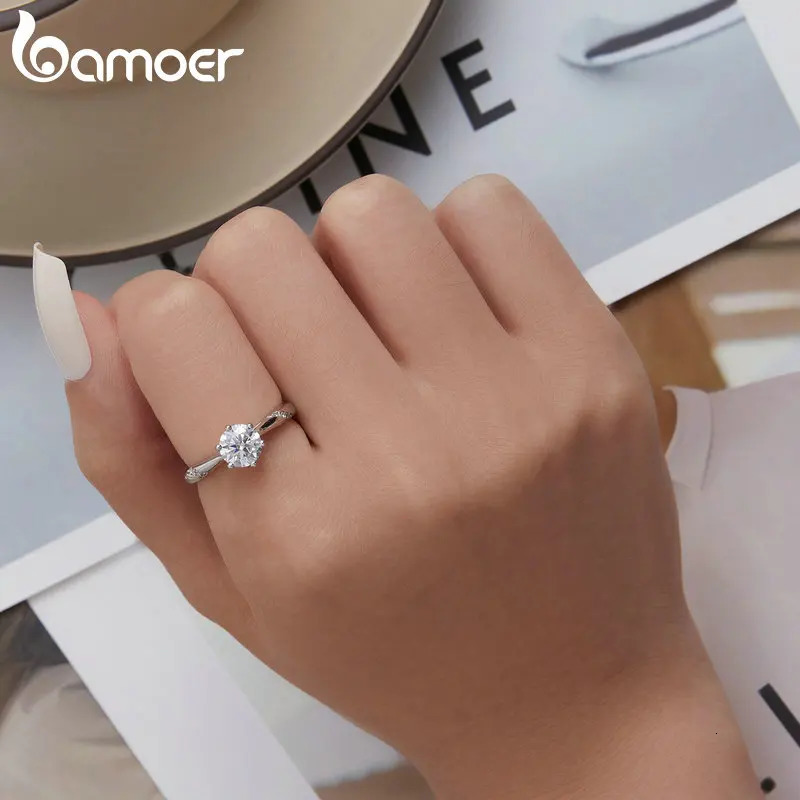 D Color VVS1 EX Ring 1ct Round Diamond Card Engagement 925 Pure Silver Ring 241007