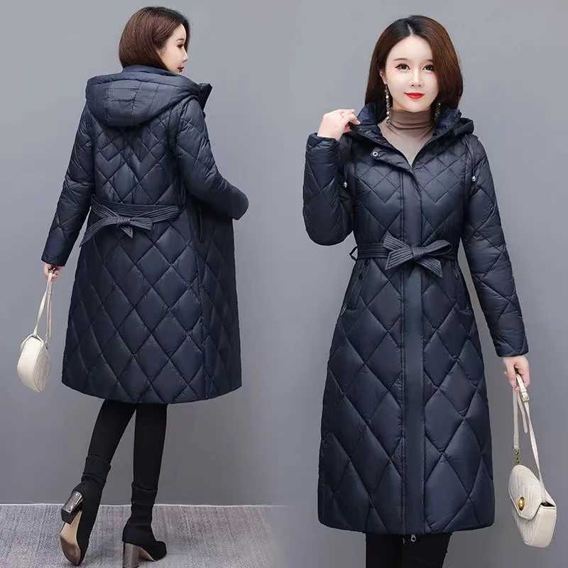 Women Winter Jacket Lightweight Down Cotton Jacket New Long Sleeved Detachable Mid Long Parkas Warm Female Winter Coat OuterwearX241019