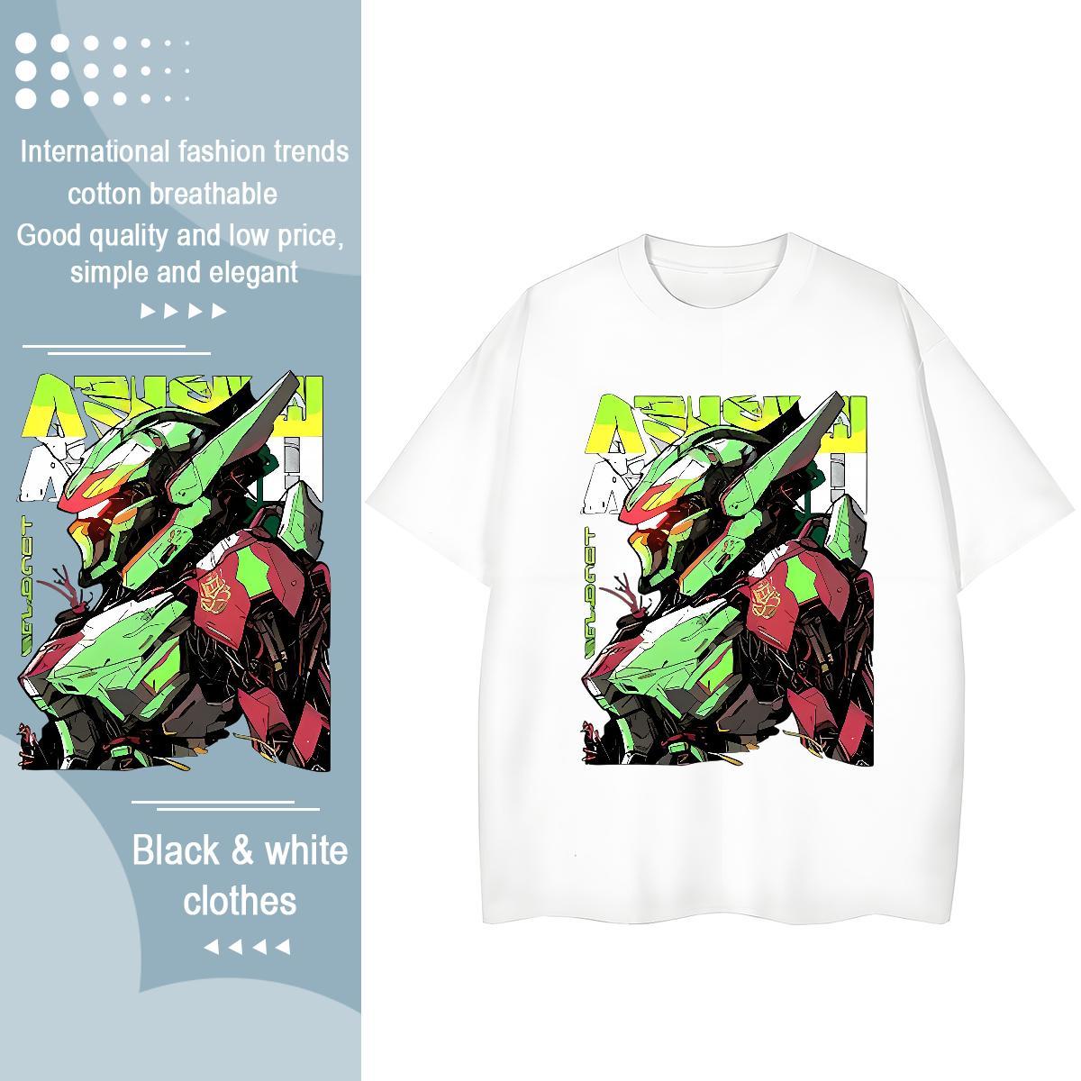 Custom T-Shirts for Women 230g 100% Cotton Breathable Soft Hip Hop Street robot Women Tees 5A White Plus Size Tops Tees