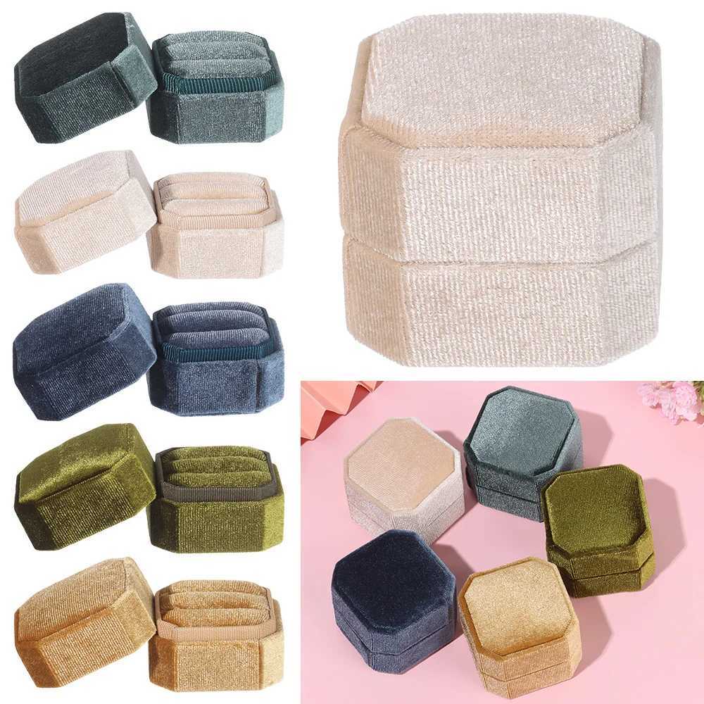 Velvet Bead Treasure Box Octagonal Display Gift Box with Removable Ceiling Storage Double Loop Container Necklace Earring Box W241019