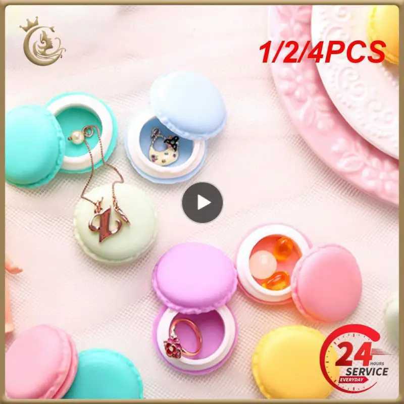 1/2/4 Mini Macarons Color Jewelry Box Portable Cute Silicone Ring Necklace Storage Box Girl Gift Jewelry Organizer W241019