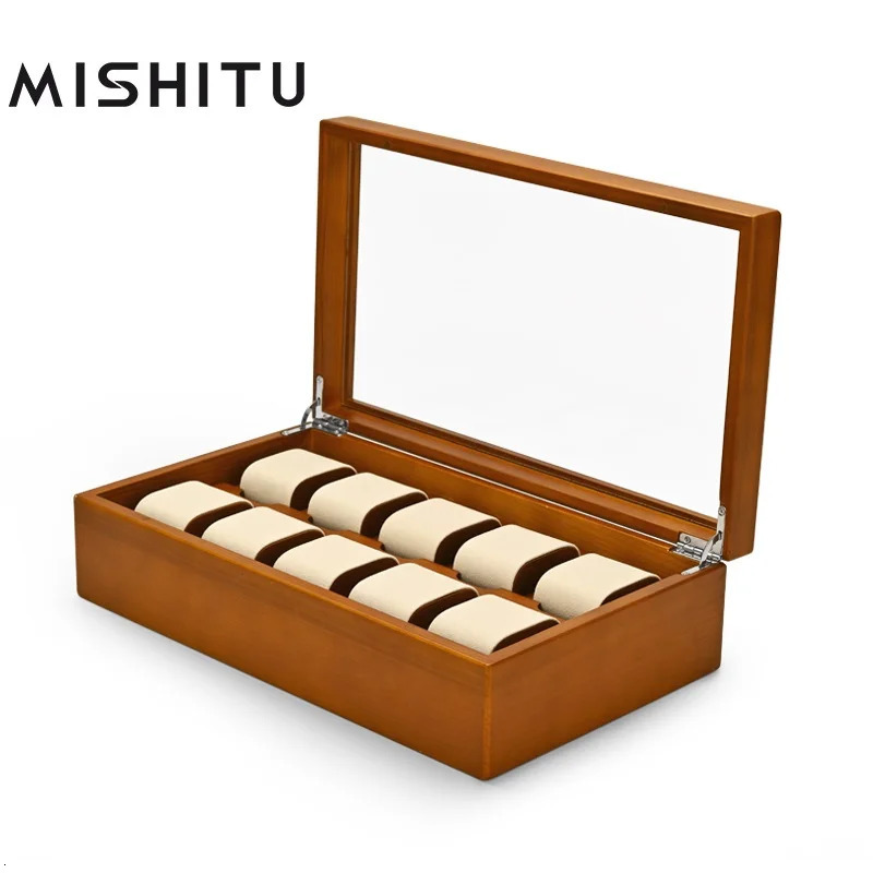 Mishitu solid wood jewelry box is used for storing high-end jewelry such as watches bracelets and organizers. Customized size 34 * 20 * 9.4 cm 241018