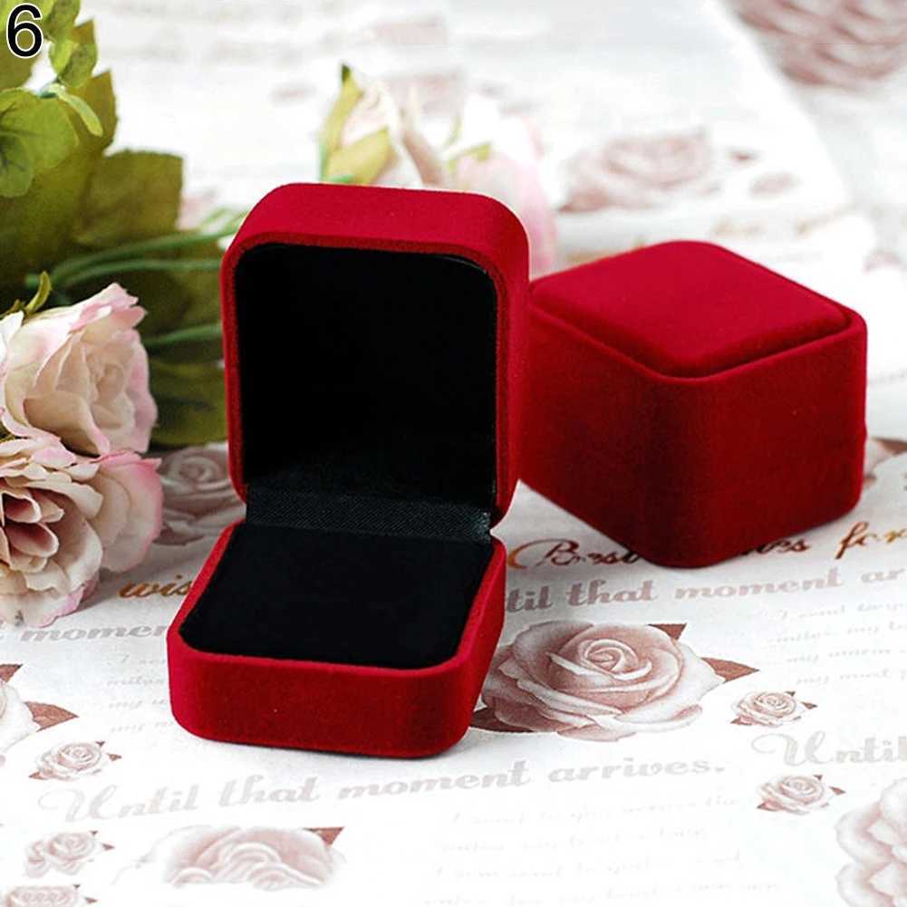1 square wedding flannel earring ring box jewelry display box stand gift box amazing organizer W241019