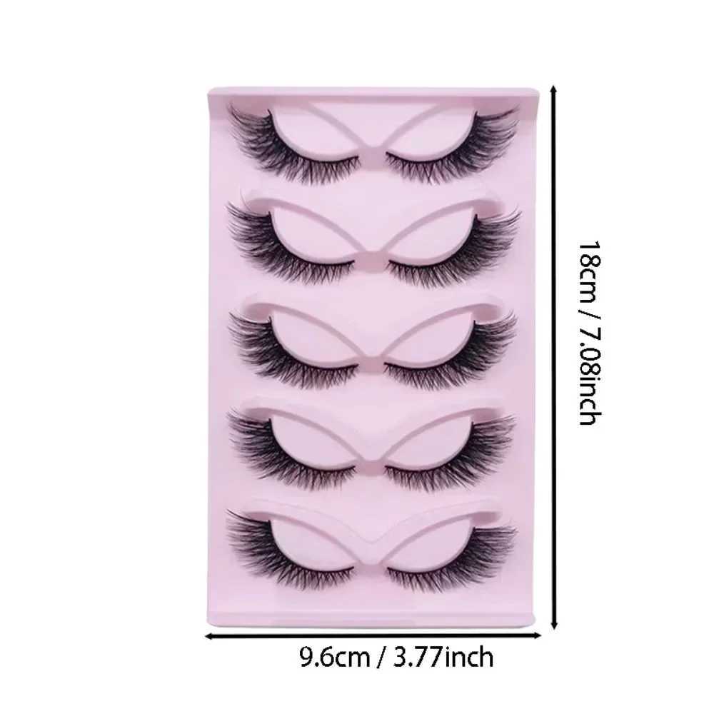 5 Pairs Cat Eye Lashes 24mm Wispy Fake Lashes Fluffy Cat Eye Lashes Extensions False EyelashesXJ241019