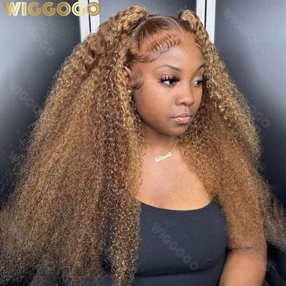 Highlight Blonde Wiggogo Lace Front Wig Human Hair X Hd Frontal Ombre Deep Wave Curly al