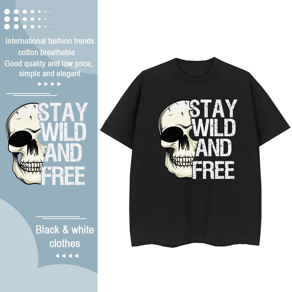 2024 Casual T-Shirts for Women 230g Pure Cotton O Neck Short Sleeves Outdoor skull Woman Tshirt High quality DIY Logo Tops Tees
