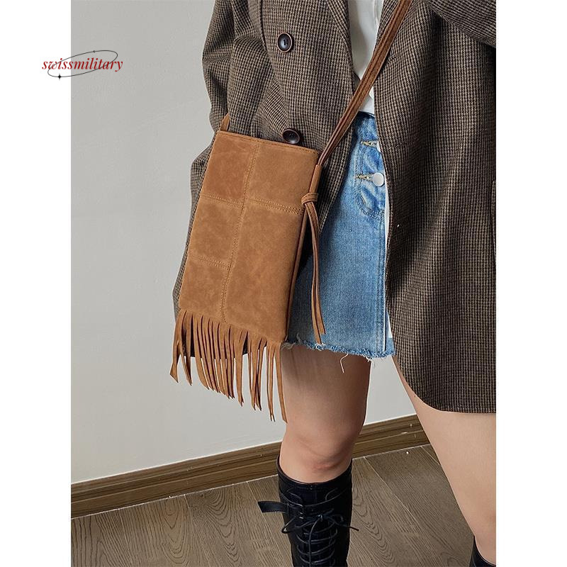 2024 New niche design new women's Bohemian American style tassel frosted crossbody mobile phone bag for women #18 swissmilitary