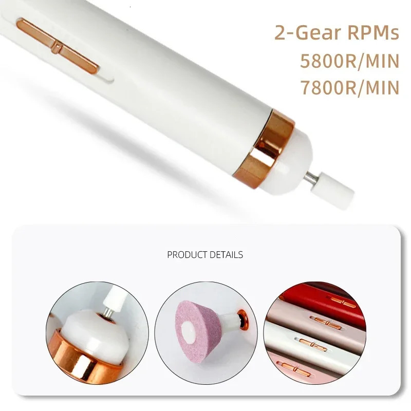 Mini USB Electric Nail Grinder Drill 5-in-1 Nail Polishing Machine Nail Archive Portable Mini Electric Nail Art with Light 241007